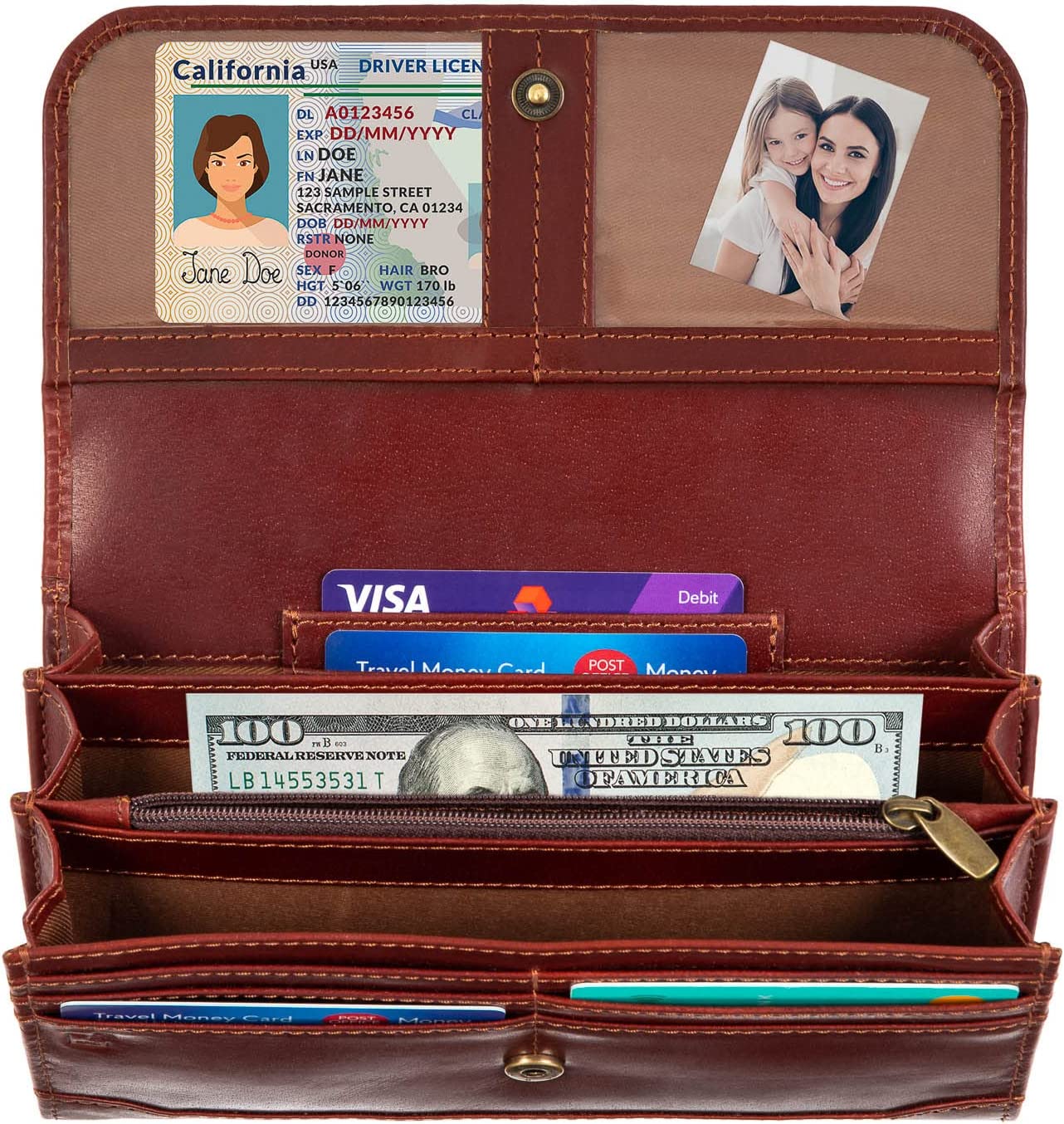 Leather Women's Wallet Brown