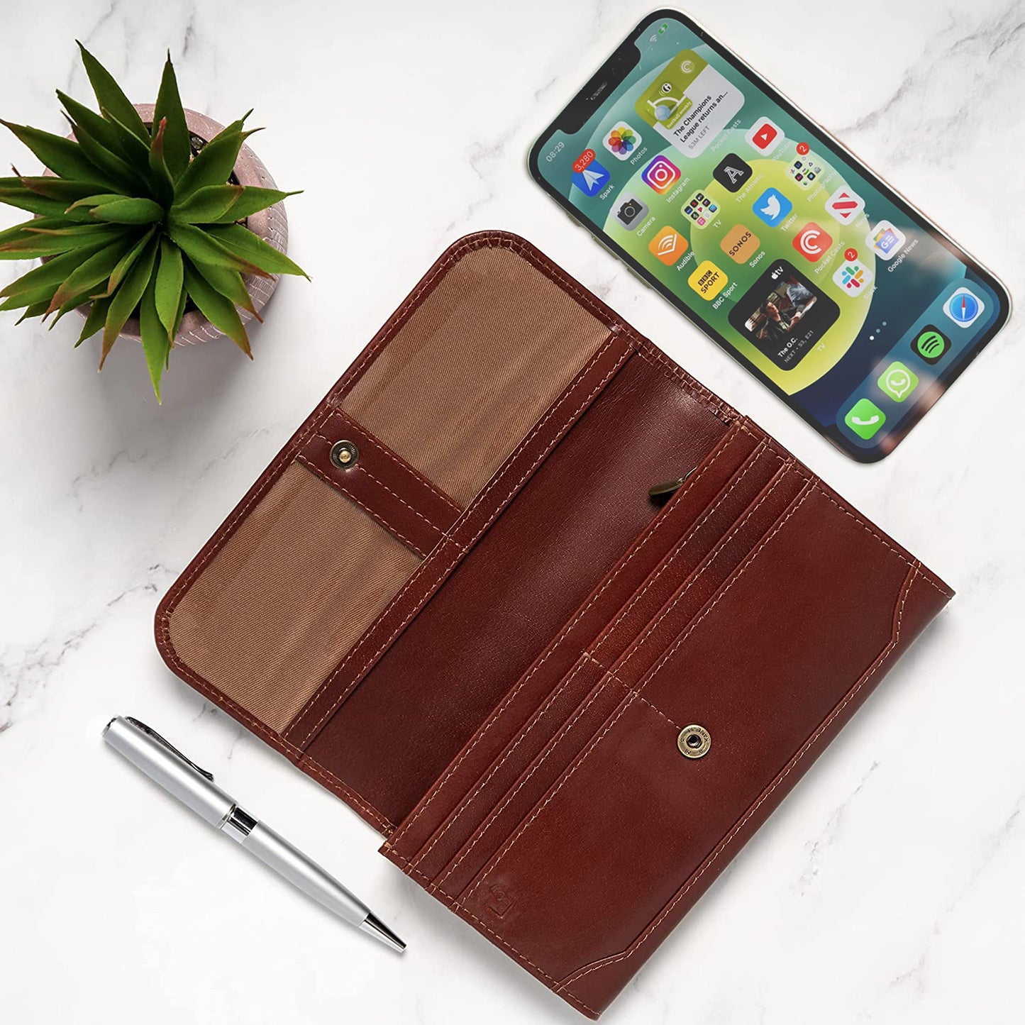 Leather Women's Wallet Brown