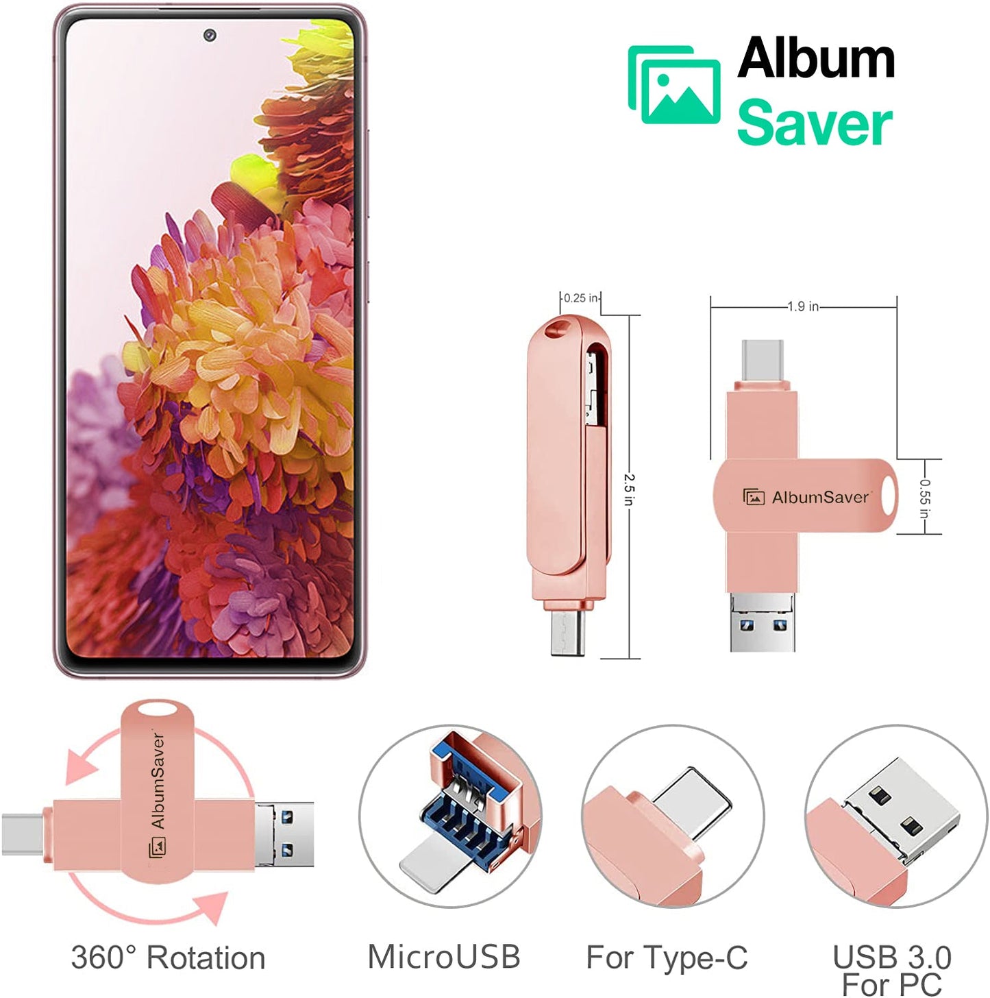 AlbumSaver 32GB Type-C/Micro/USB
